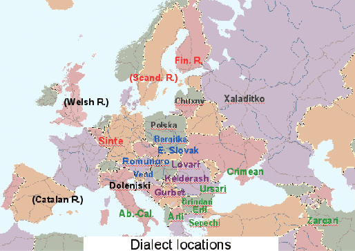 Some better-known dialects of Romani